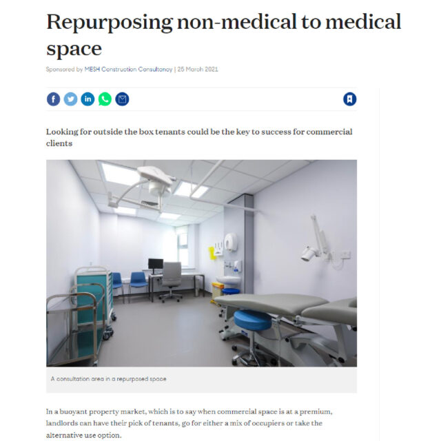 Building magazine repurposing medical to non medical space